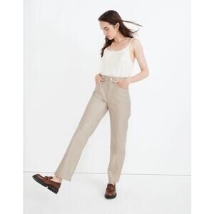 NWT Madewell Perfect Vintage Straight Jean Faux Leather Pumice Plus Size 32 Tall
